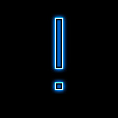 Neon exclamation mark is blue