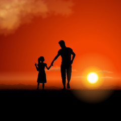 Father and child silhouette
