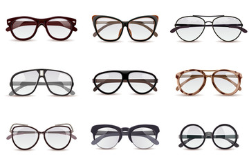 Realistic Eyeglasses Set