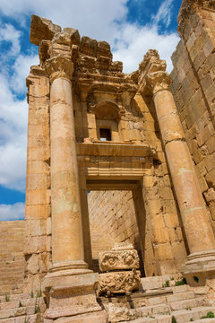 Detail of the Nymphaeum Jerash in Jordan