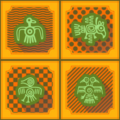 Fototapeta na wymiar Seamless background with American Indians relics dingbats 