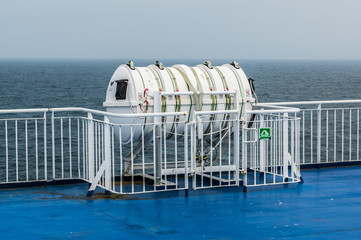 RFD Inflatable liferaft mounted on ferry