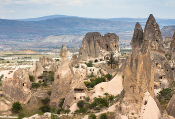 View of the cave houses of Cappadocia.