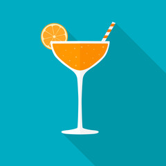 Juice glass flat icon with long shadow. Vector illustration