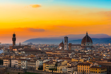 Fototapeta na wymiar Sunset view of Florence and Duomo. Italy 