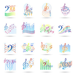 Music notes icons set
