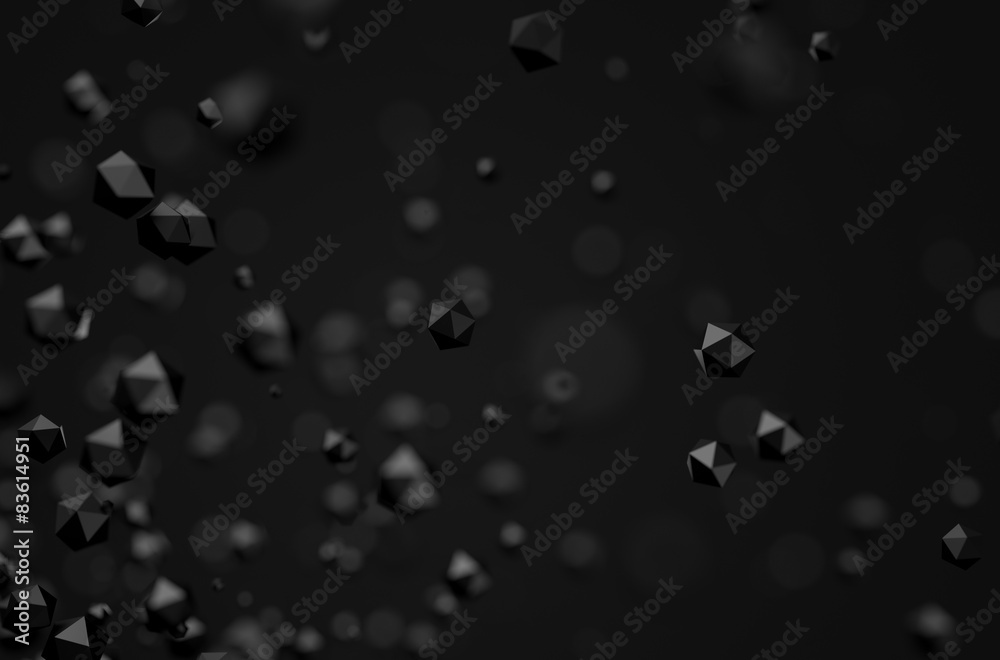 Poster abstract 3d rendering of low poly chaotic particles.