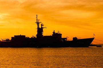 Silhouettes of warship