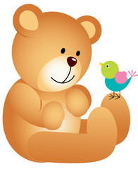Teddy bear with bird
