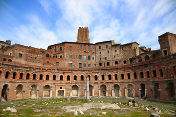 Fototapeta premium A panoramic view on Trajan's Market (Mercati Traianei) in Rome,