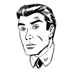 Anxious emotional face men fear uncertainty of the eye retro