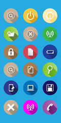 set of computer icons in a flat design. long shadows
