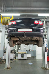 Fototapeta premium Cars in a dealer repair station in Moscow, Russia