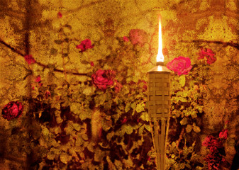 Vintage style textured picture of glowing torch