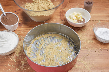 Different ingredients for a cake