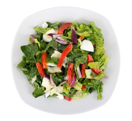 egg and vegetables salad plate isolated over white background 