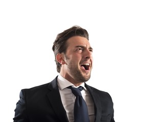 Pissed businessman shout