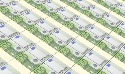 European currency bills stacks background.