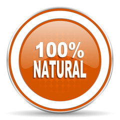 natural orange icon 100 percent natural sign