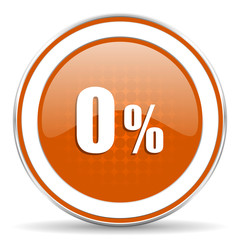 0 percent orange icon sale sign