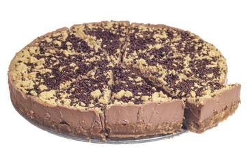 Sliced chocolate cheesecake
