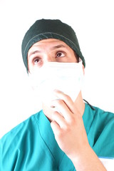 Studio shot of a young man with medical clothes