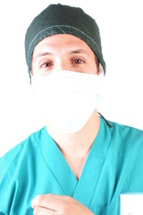 Studio shot of a young man with medical clothes