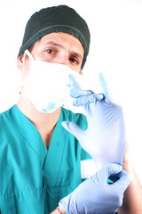 Studio shot of a young man with medical clothes