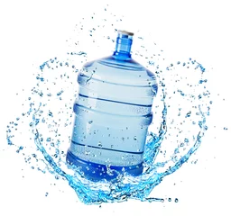 Wall murals Water big water bottle in water splash isolated on white background