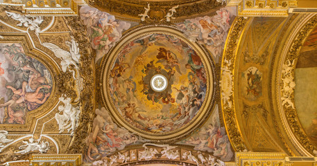 Fototapeta na wymiar Rome - cupola of church Chiesa di Santa Maria della Vittoria.