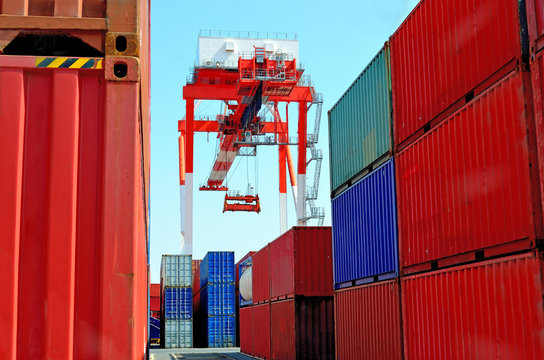 Cargo container yard, the Port of Tokyo, Japan