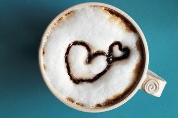 latte coffee with heart shape