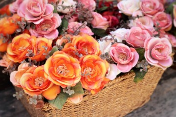 Beautiful rose of artificial flowers