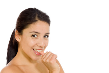 Model nervous biting nails