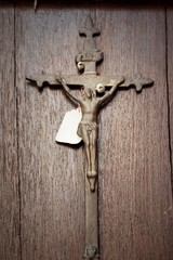 cross on old wood background