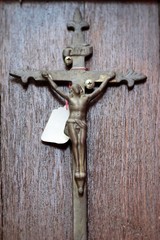 cross on old wood background