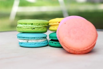 French macaroons multi colorful is delicious