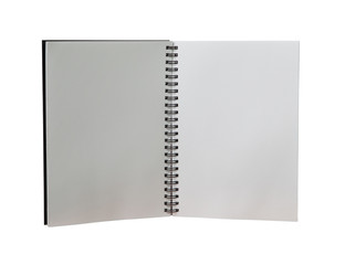 open page with empty paper note book isolated white background u