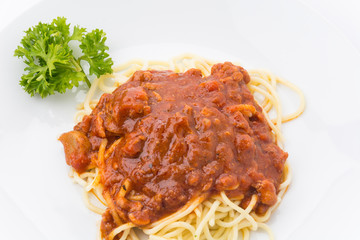 spaghetti with tomato chicken sauce
