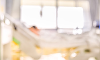 blurred image of Patient with drip in hospital for background us
