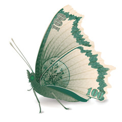 Butterfly of hundred-dollar bills