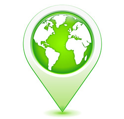 Europe Amérique Afrique sur marqueur géolocalisation vert