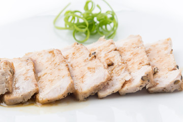 Pork steak slide with spicy pepper