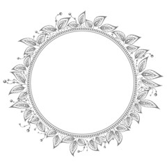 round frame decorated with leaves