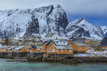 Houses in Reine Fishing Village on Lofoten Islands, Norway