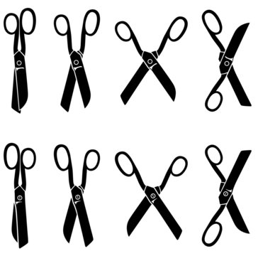 Silhouette set opening and closing big scissors