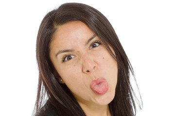 Model isolated sticking tongue out