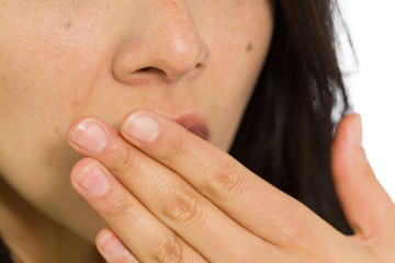 Model isolated covering mouth