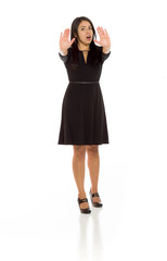 Model isolated stop sign with hand