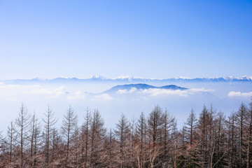Fototapeta na wymiar fog and cloud mountain valley landscape